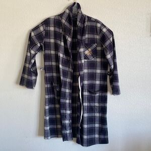 LAUREN Plaid Monogram Fleece Wrap Robe Size M